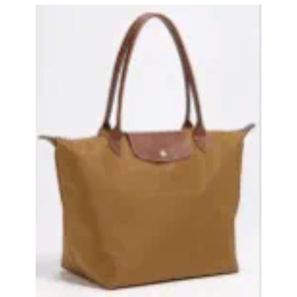 Longchamp Bags Longchamp Gold Le Pliage Shoulder Nylon Tote